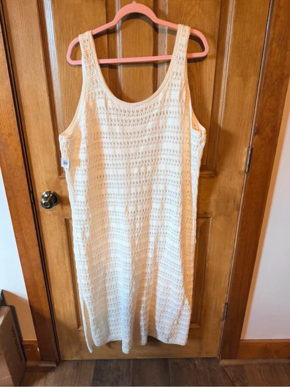 Old Navy Cream Crochet Maxi Tank Dress